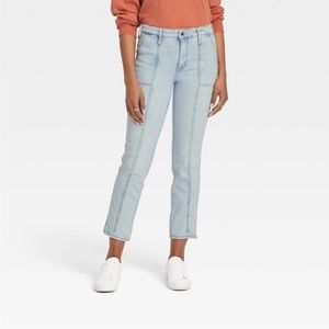 High Rise straight leg jeans light blue 6 ankle